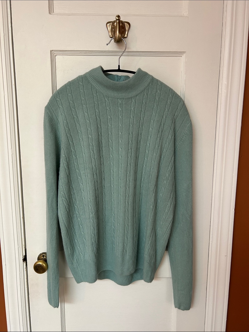 Koret Cable Knit Turtleneck Sweater in Sage Green